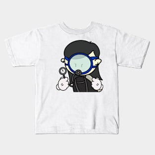 Ordinary Scuba Diving man with circular mask, Minimal cartoon, plain cute design Kids T-Shirt